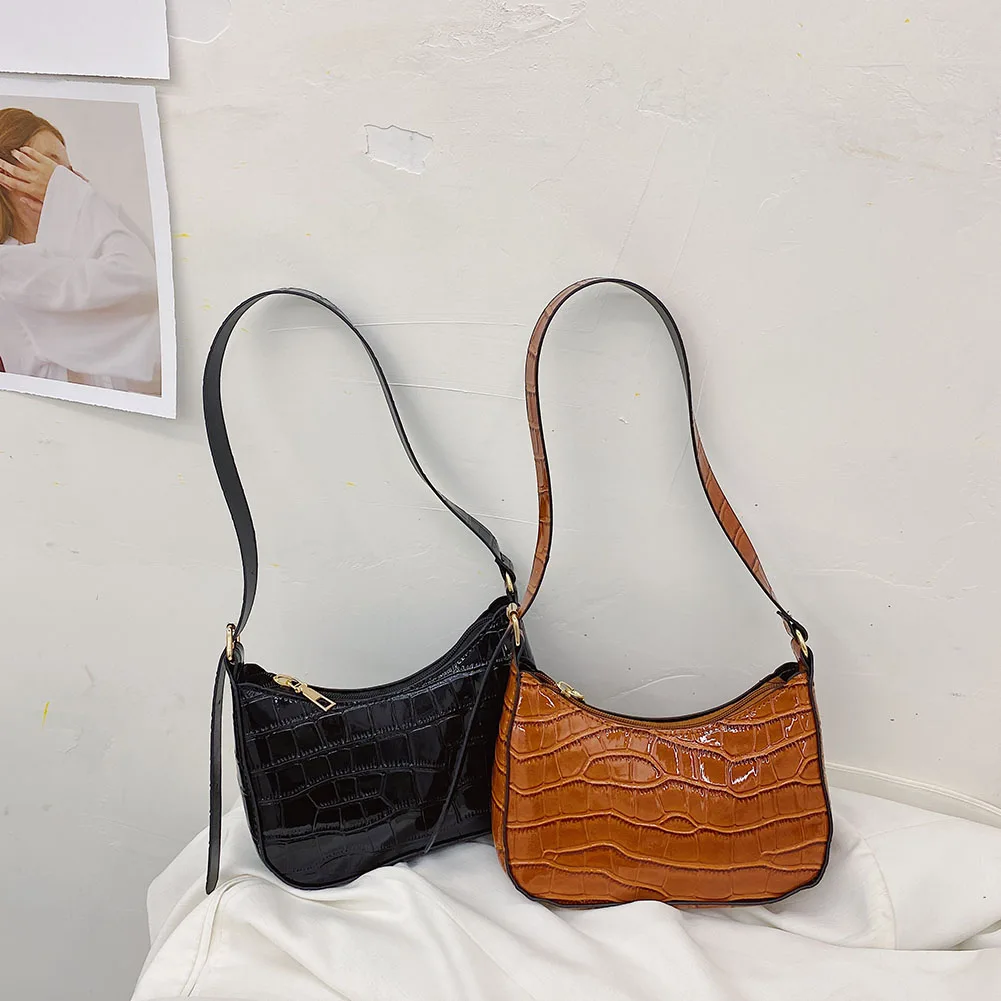 

В винтажном стиле; Женские, с тиснением под крокодиловую кожу Однотонная одежда из искусственной кожи через плечо в подмышечной области для...