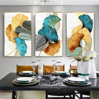 home living room decor abstract posters prints nordic canvas painting wall art modern pictures blue green yellow gold plant leaf