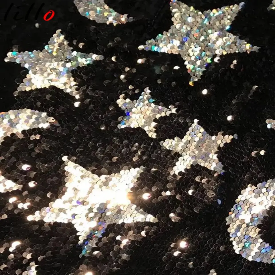 Брюки женские эластичные с блестками и высокой талией расклешенные брюки со