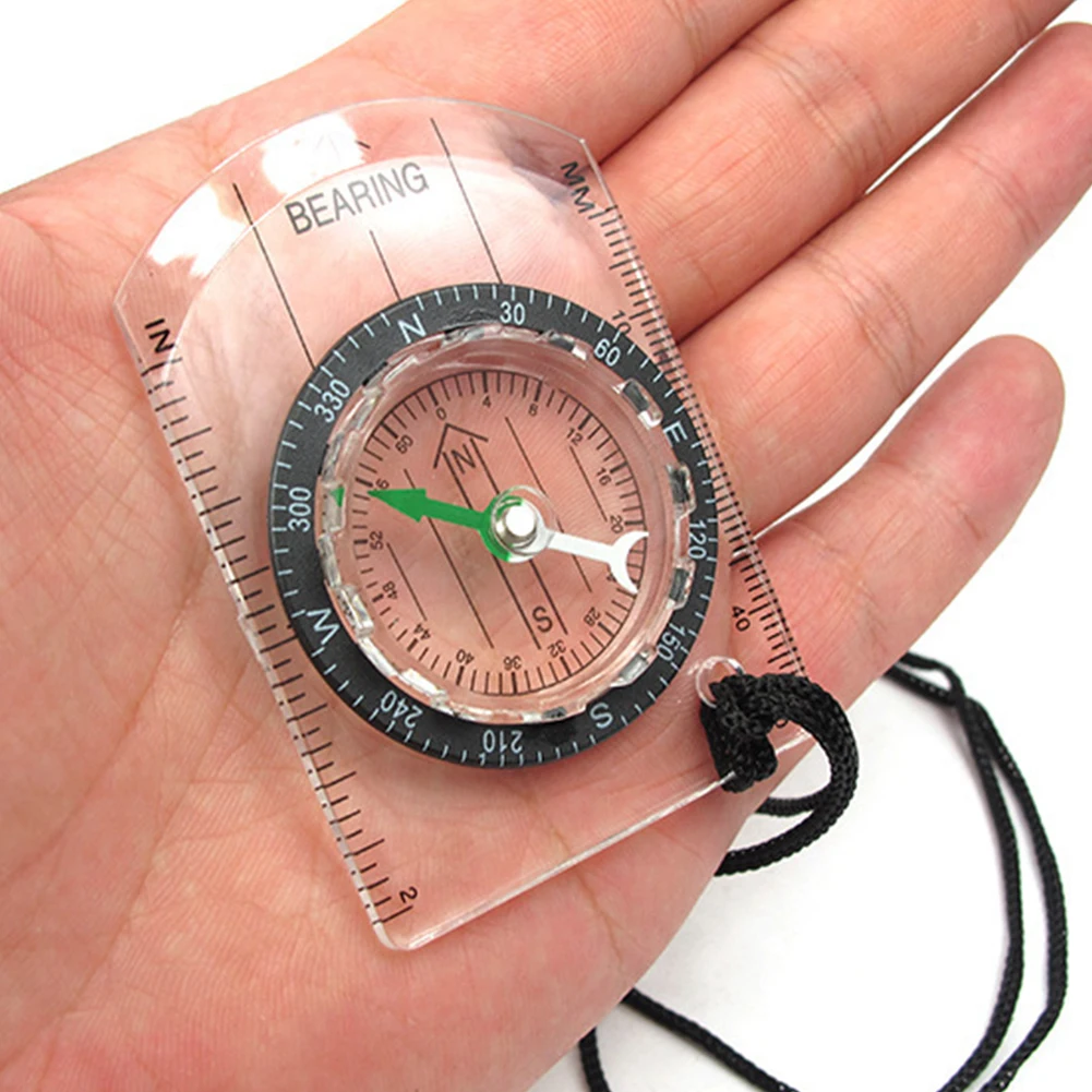 

1Pcs Outdoor Camping Compass Hiking Transparent Plastic Compass Proportional Footprint Travel Military Compass Tools travel kits