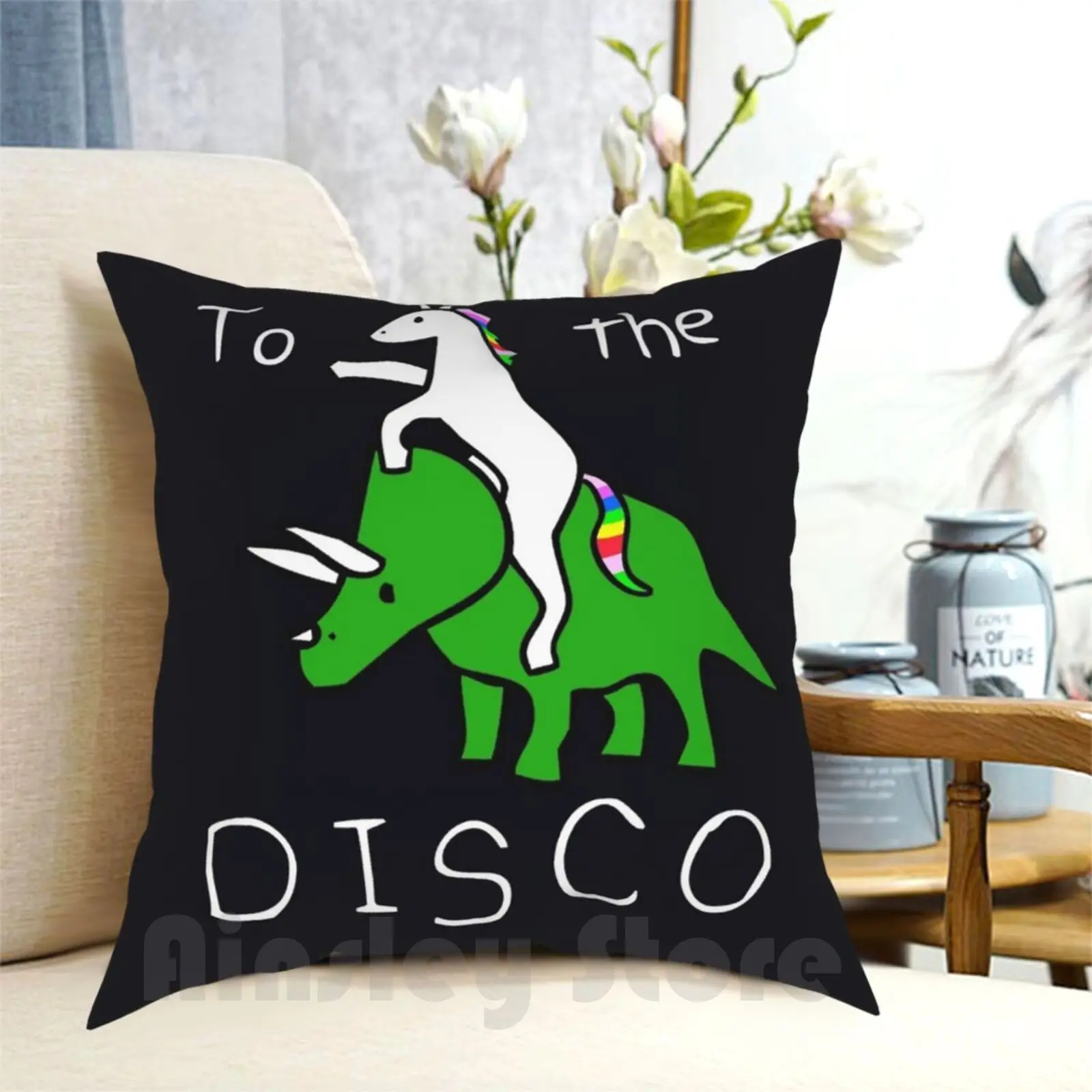 

Для дискотеки (белый текст), единорог для верховой езды, трицератопс, подушка, доме с рисунком, мягкая искусственная Обложка, единорог, диноз...