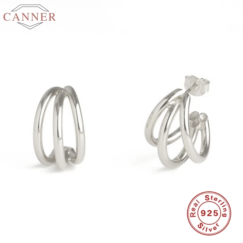 

CANNER 925 Sterling Silver Stud Earrings For Women Three Claw Torsion Bar Earring Cartilage Earing Luxury S925 Jewelry Pendiente