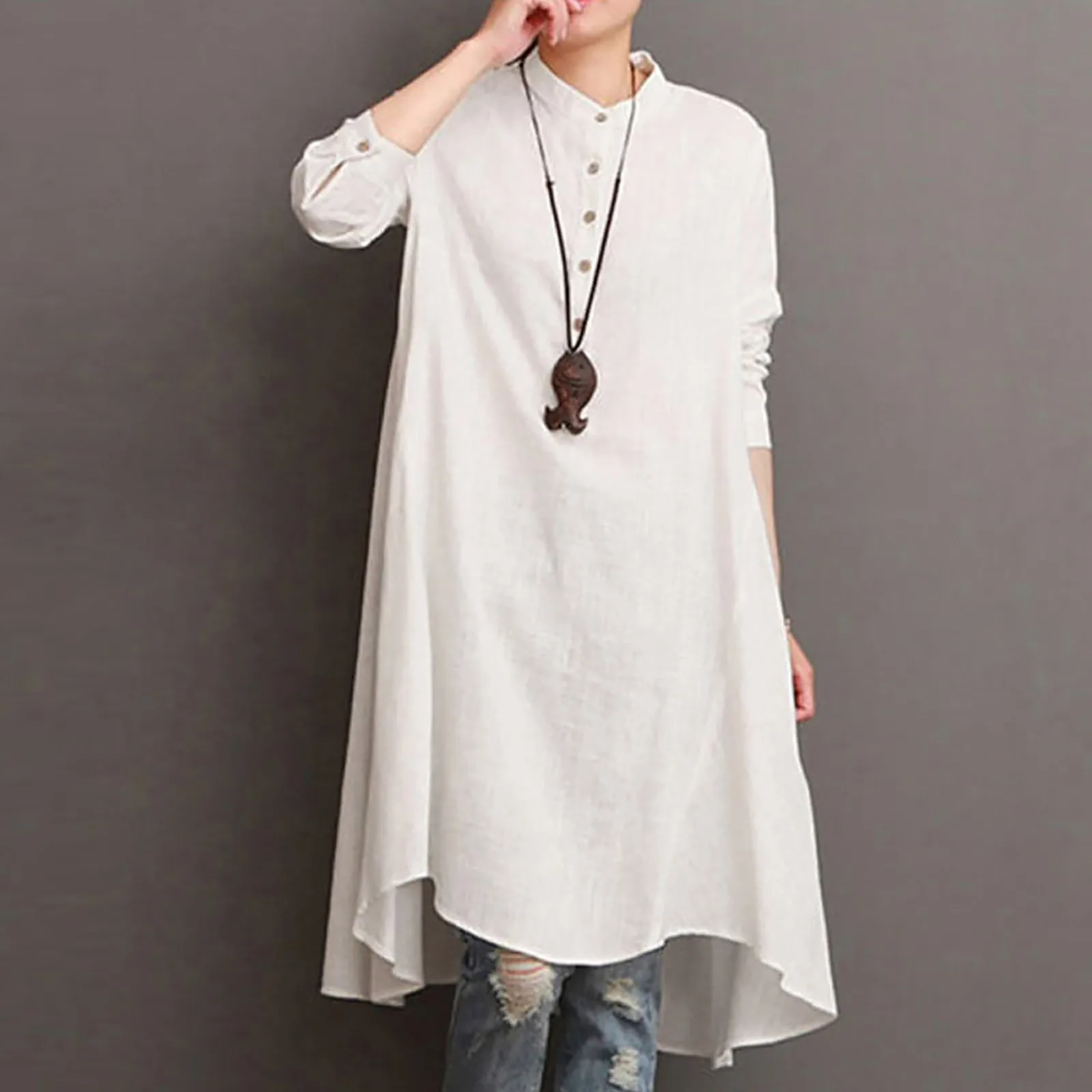 

Womens Kaftan Solid Full Sleeve O-neck Summer Cotton Linen Maxi Dress Long Sleeve Casual Boho Kaftan Tunic Gypsy Ethnic S-xl