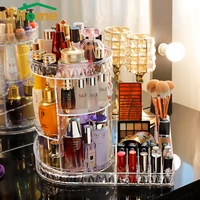 360 rotating makeup beauty organizer acrylic box dresser lipstick skin care shelf diamond pattern cosmetics receiving boxes
