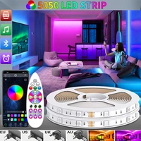 rgb led strip lights 5050 led tape for room decor bluetooth app controller waterproof diode flexible ribbon 5m 30m power adapter