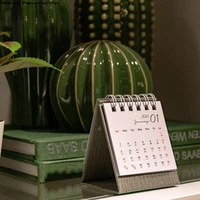 desk calendar 2021 simple solid color plan book calendars 2021 decoration flipped 360 degrees organizing planning office desktop