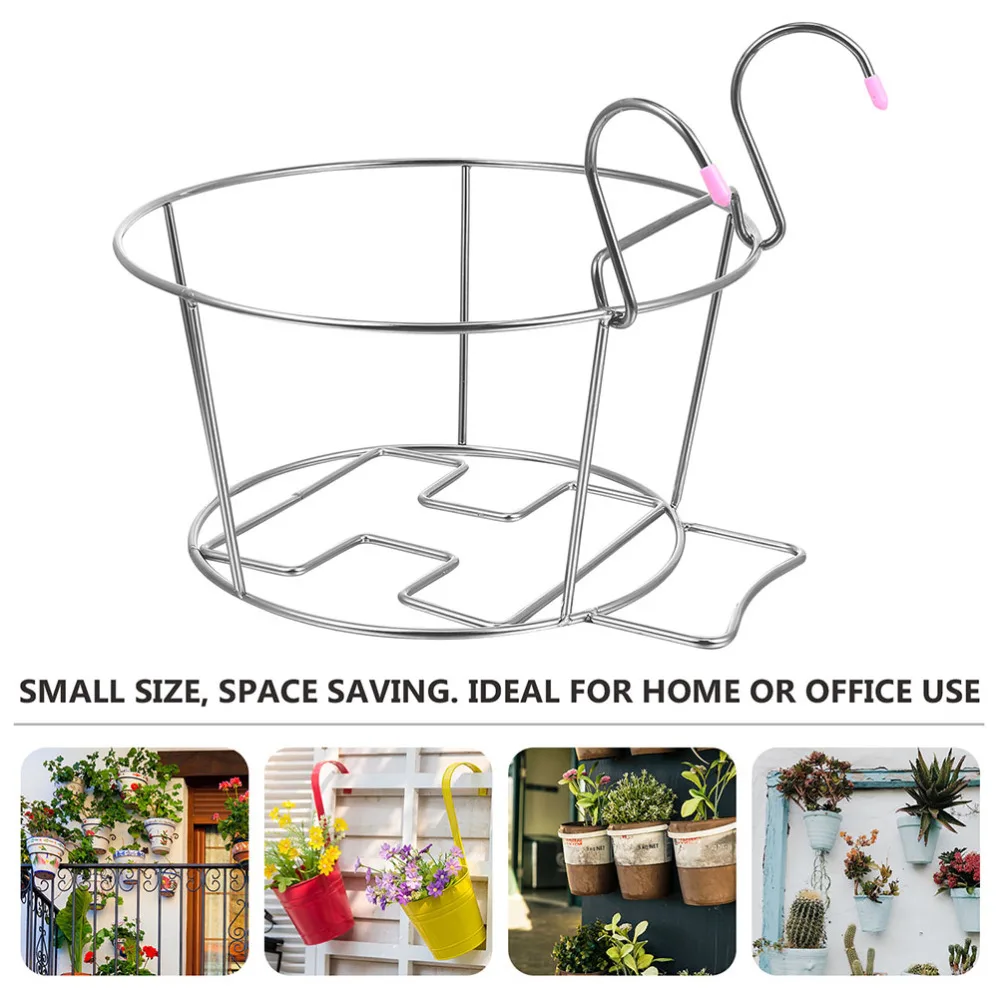 

2pcs Stainless Steel Planter Holders Balcony Flower Pot Rack for Potted Plants