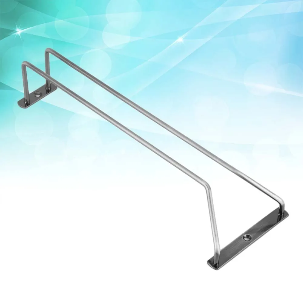 

35cm Stinless Steel Stemware Rack Holder Under Cabinet Shelf Glass Hanger Storage Hanging Rail for Bar or Kitchen 1 Pa