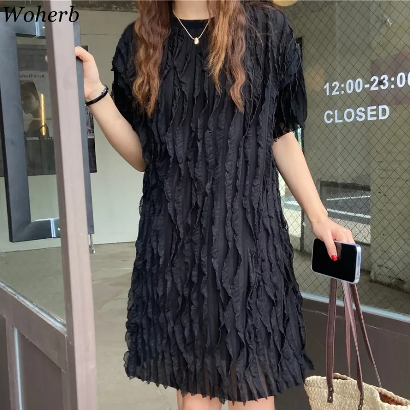 Женские платья Woherb в Корейском стиле летнее шикарное белое платье с круглым