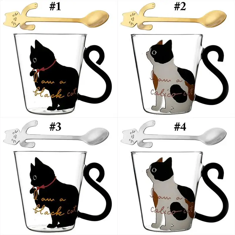 Милый креативный Кот молоко кофейная кружка стеклянная чашка для чая с рисунком