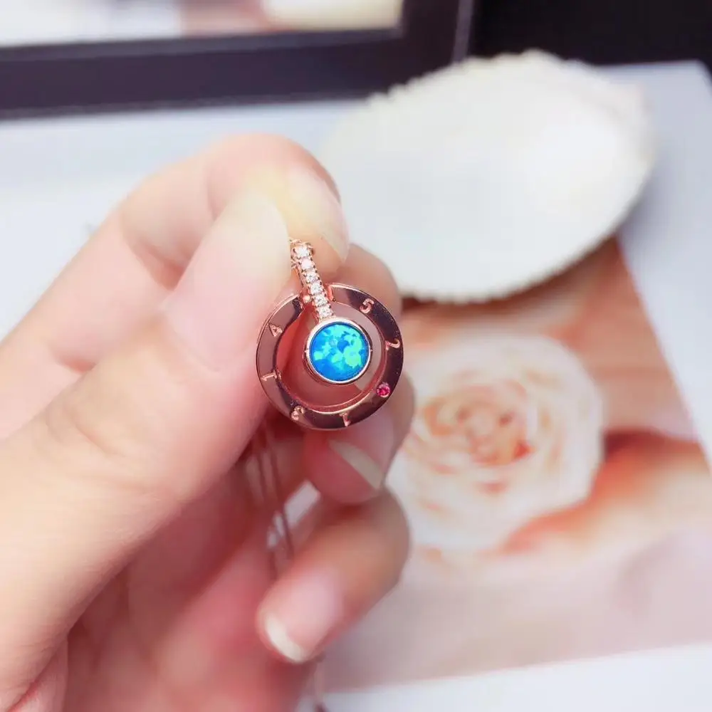 

classic opal gemstone pendant for necklace with shiny gemstone natural gem round rose gold silver chain birthday party gift