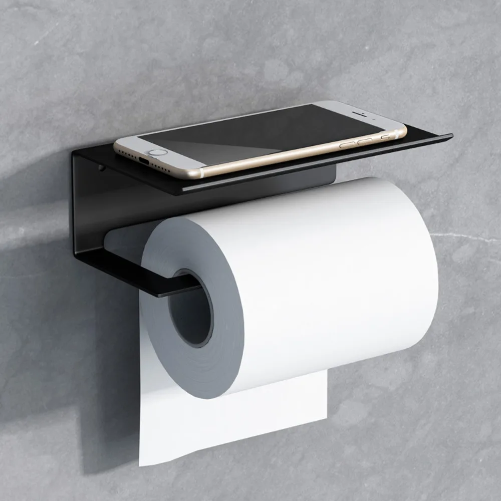 

Настенная полка для бумажных полотенец, не требует отверстий, держатель рулона бумаги из алюминиевого сплава, полка для хранения мобильный ...