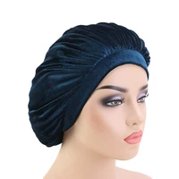 muslim women wide wram velvet bonnet turban hat cancer chemotherapy chemo beanies cap headwrap plated headwear hair accessories