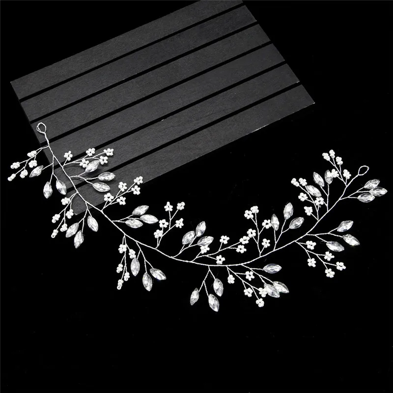 

Wedding Headdress Pearl Crystal Headbands Hair Jewelry Pearl Crystal Leaf Bride Tiaras Headpiece Wedding Bridal Hair Accessories