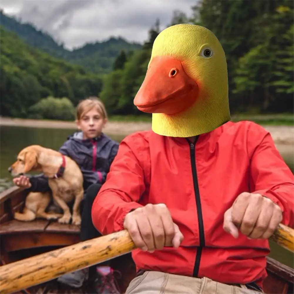 Маска на Хеллоуин с желтой уткой маска головой животного латексная для лица