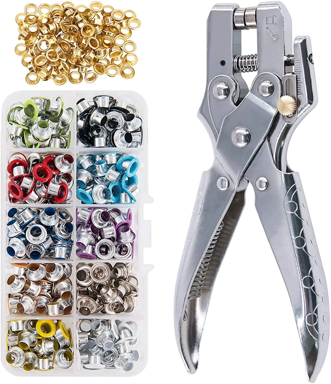 300/540 Sets 5mm Multi-Color Metal Eyelets Grommets Kit with Installation tools, for Leather, Canvas, Shoes, Belts, Bags, Crafts