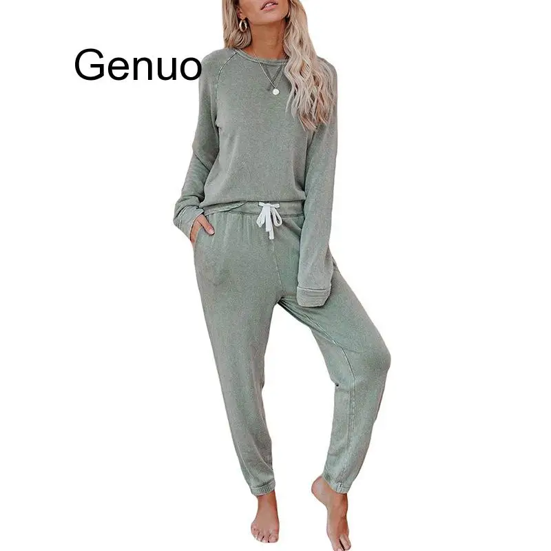 The New Tie-dye Two-piece Suit Nightclothes European And American Casual Home Clothing Pajamas Sleepwear Woman Pyjamas Homewear