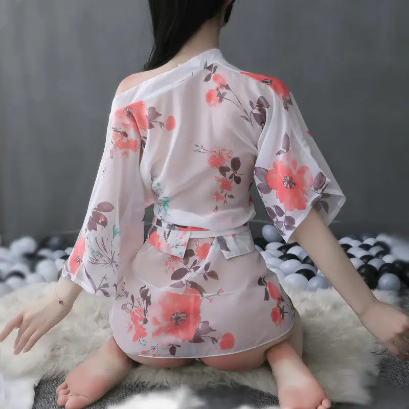 Горячее сексуальное женское белье Новое кимоно изящный принт шифон японский