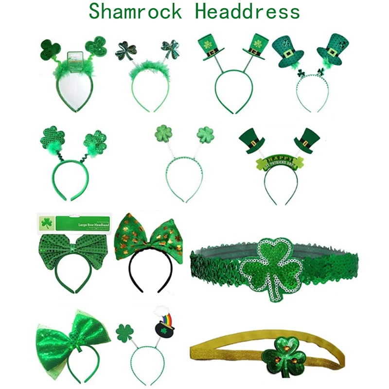 

St.Patrick's Day Lucky Irish Shamrock Headdress With Fesitival Party Decorations