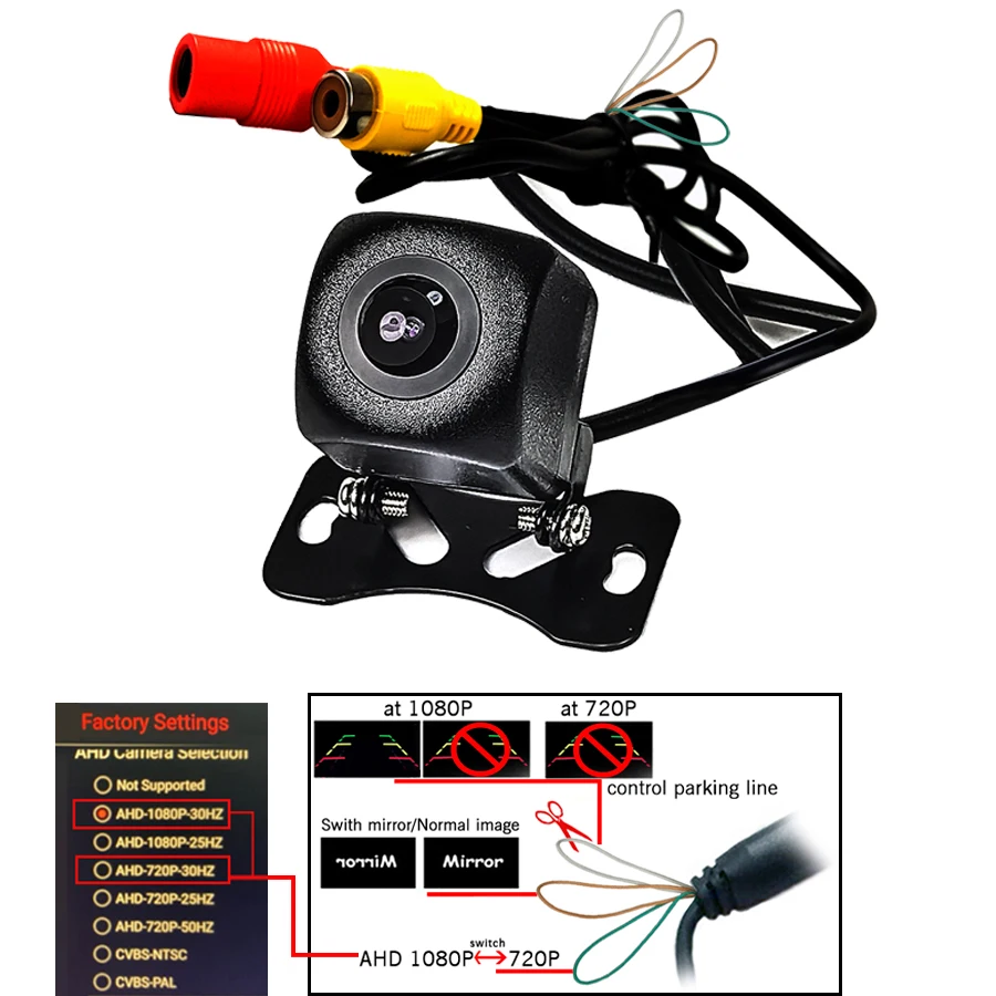 Аналоговая камера высокого разрешения 1080P/720P универсальный автомобиль зеркало