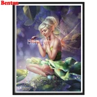 Картина со стрекозой эльфом девушкой из бриллиантов фотография женской вышивки крестом 5D искусство,