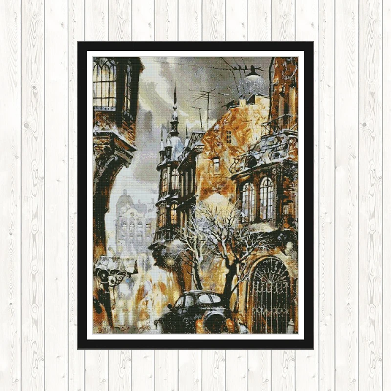 Набор для вышивки крестиком городской уголок настенный Декор дома наборы сделай