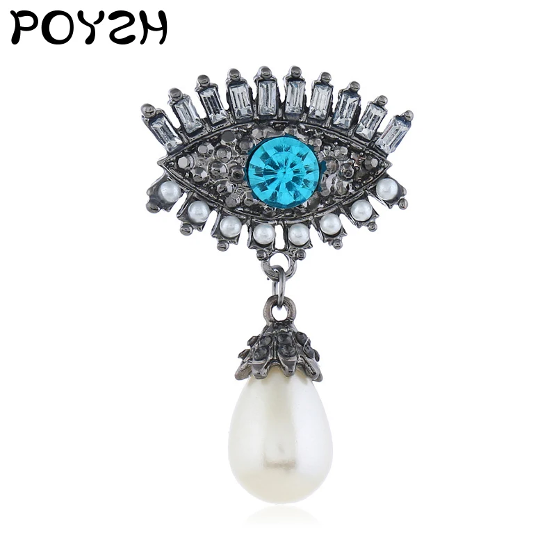Голубой глаз Длинные ресницы булавка Ангел слезы эмаль брошь инкрустация Циркон