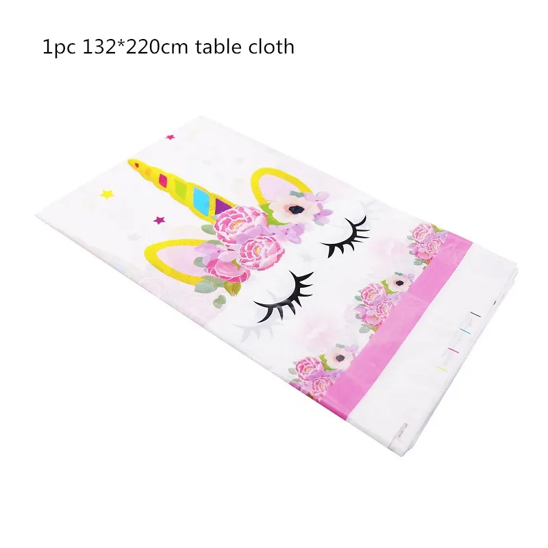 Table cloth Вечерние ободки с единорогом для девочек, ободок для волос с русалочкой, лента с единорогом, бант для волос, аксессуары для дня рождения, Детские вечерние украшения - Цвет: Table cloth