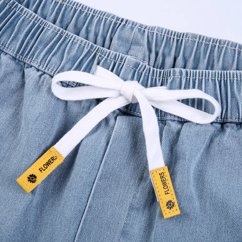 

Summer Men's Stretch Short New Brand Cotton Jeans Denim Shorts Men Baggy Wide Leg High Quality Elastic Bermuda Boardshort Male