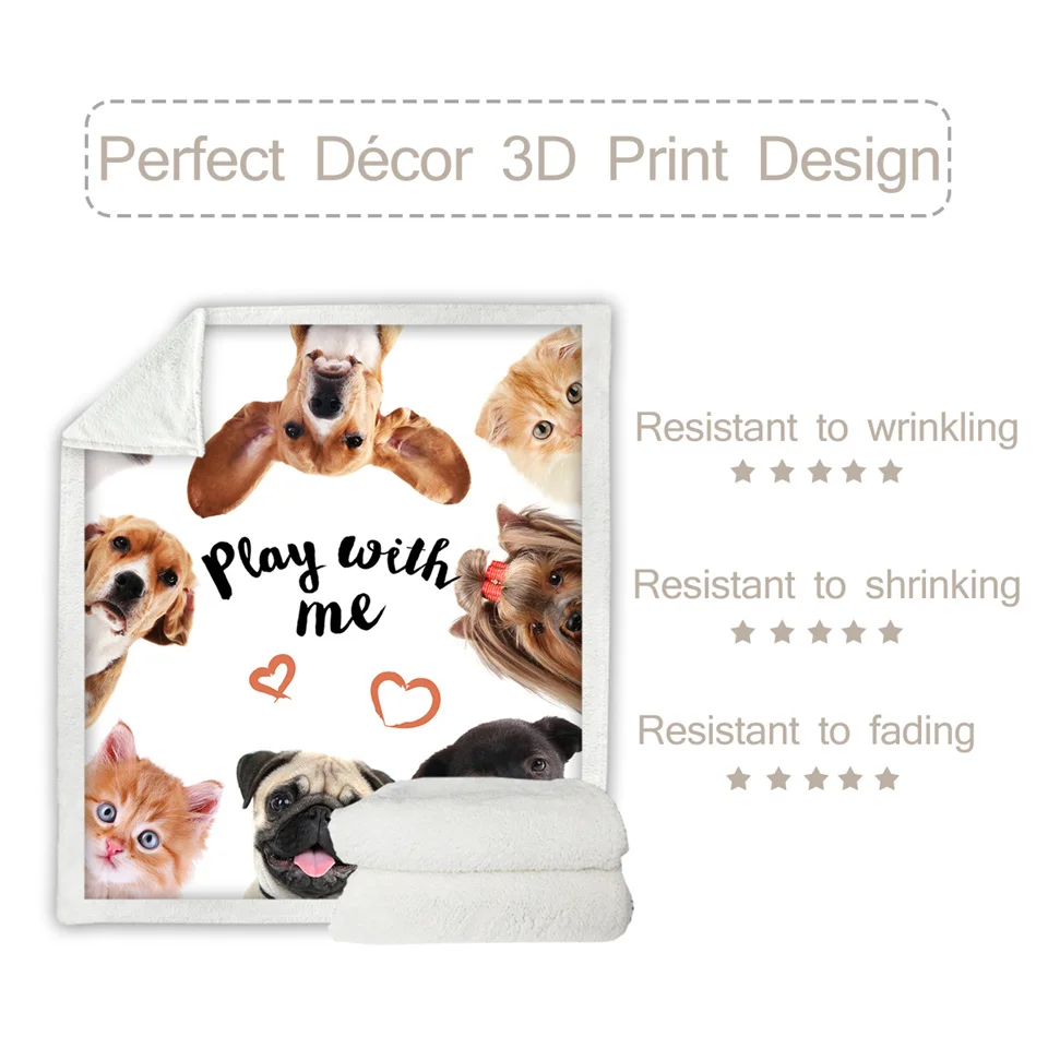 Постельное белье для домашних животных Коллекция собак шерпа одеяло 3D животное