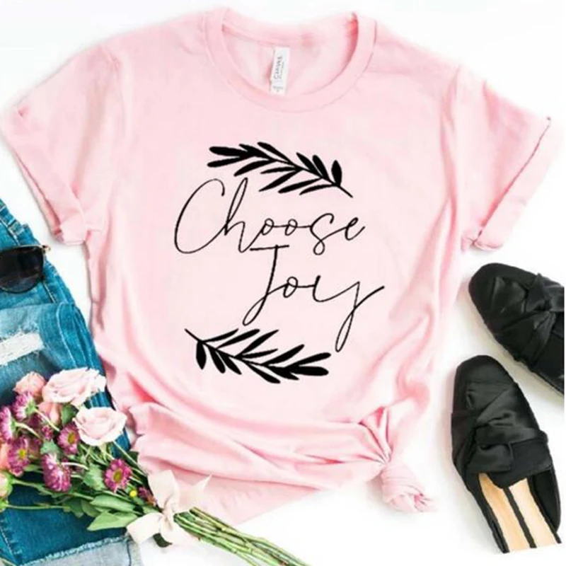 Футболка женская хлопковая в стиле Харадзюку с надписью Choose Joy | Женская одежда