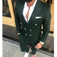 slim fit double breasted men suits for wedding prom 2 piece custom groom tuxedos male fashion costumes set jacket with pants