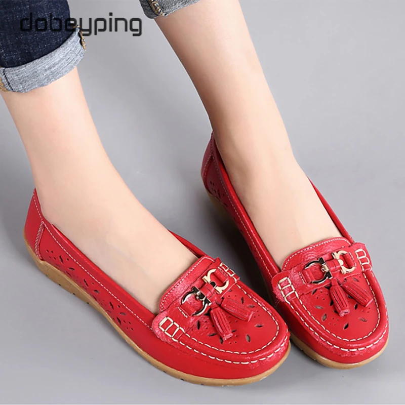 Туфли dobeyping женские летние из натуральной кожи перфорированные лоферы без