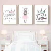 pink girls canvas painting prints and poster living room bedroom queen alphabet children room wall art pictures home decoration