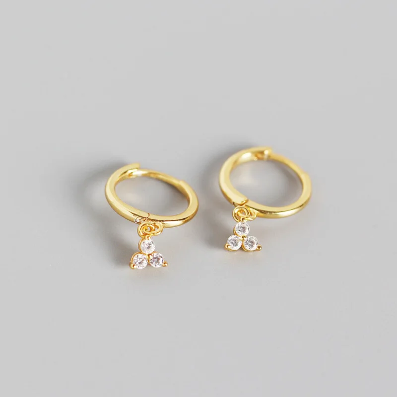 S925 Серебряный цвет персонализированные Серьги Геометрические три циркония