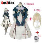 Новинка 2021, аниме фиолетовый костюм для косплея горничной и кафе Evergarden, Забавный костюм принцессы на Хэллоуин для женщин, платье для взрослых, парики