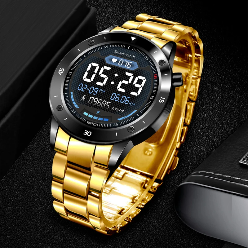 

Gold Smart Watch Men Male Smartwatch Electronics Smart Clock For Android IOS Fitness Tracker Golden Touch Wristwatch Smart-watch