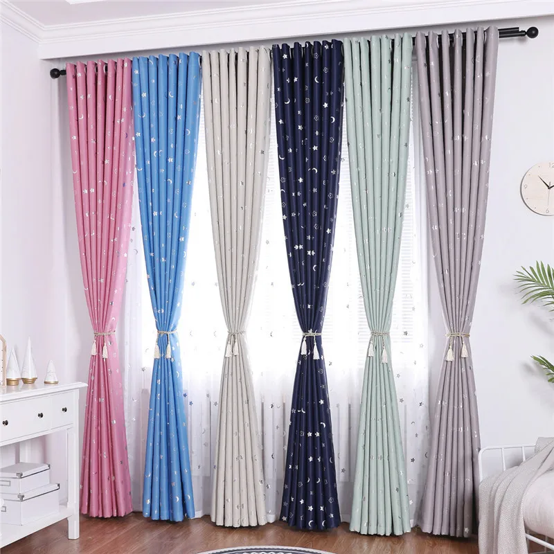 Светонепроницаемые занавески для гостиной из полиэстера с принтом в виде звезд
