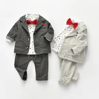 baby first birthday clothes sets 3pcs twin boys outfits springfall little gentleman suits 0 3y babies clothes baby shower gifts