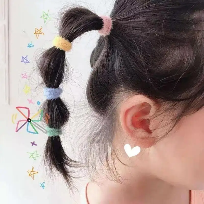 

100Pcs Hair Rope For Kid Girls Elastic Lightweight Round Hair Ties Ponytail Holder Rubber Hair Ring Hair Accessories