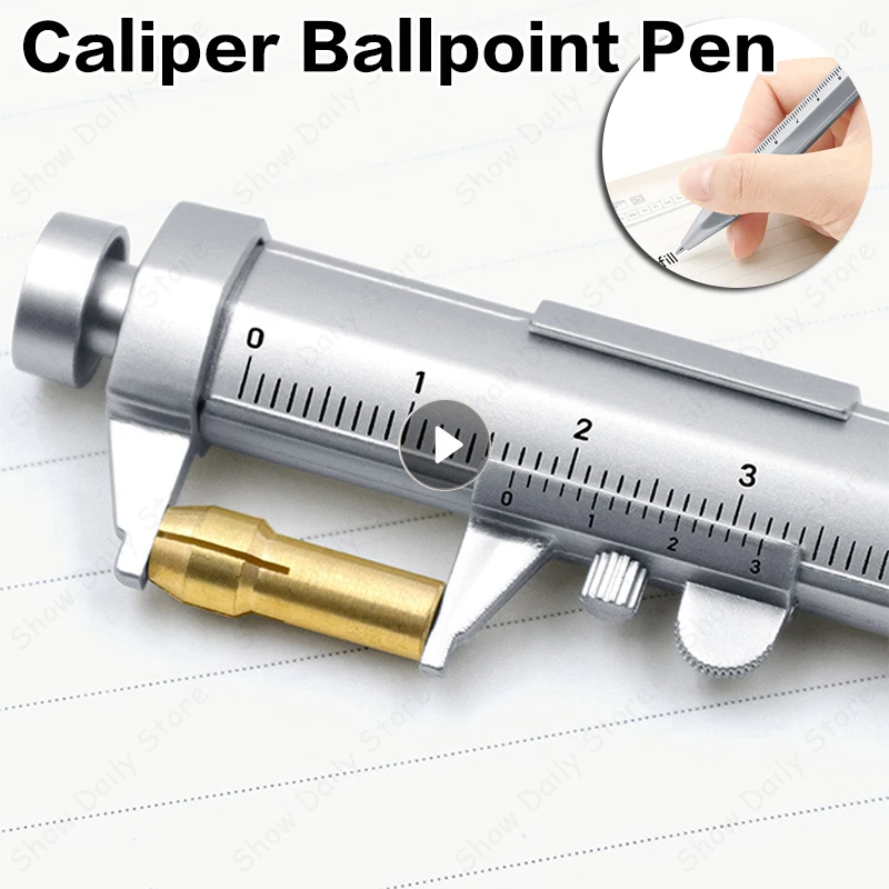 

Vernier Caliper Tool Ballpoint Pen Silver Vernier Caliper Multifunction Pen Creative For School Kids Gifts Marker Pen 0-100MM