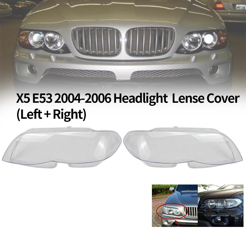 

1 pcs Car Headlight Head Light Lamp Lens Clear Lens Cover For BMW X5 E53 2004-2006 Headlight Lens Cover
