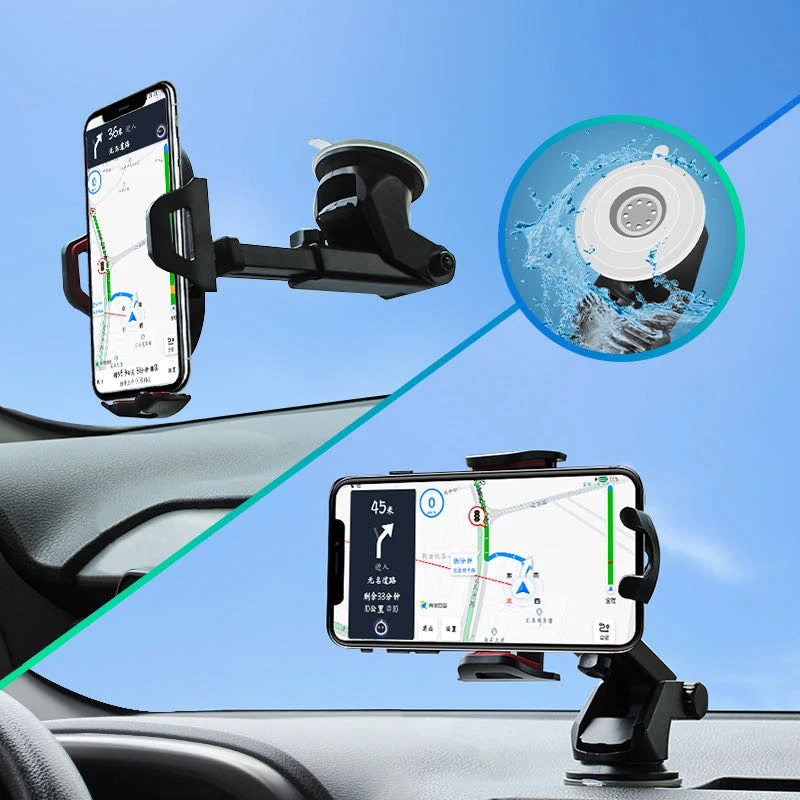 2022 new long arm sucker gravity car mobile phone holder stand universal dashboard clip support for iphone 11 pro accessories free global shipping