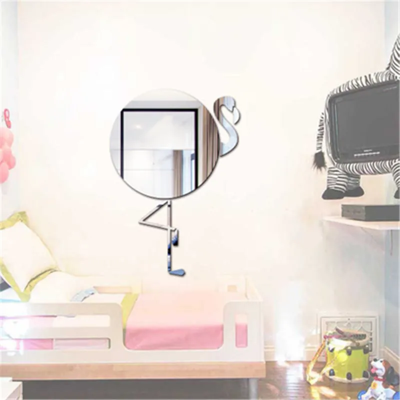 Нордические животные единорог фламинго кот 3D зеркальные наклейки на стену для