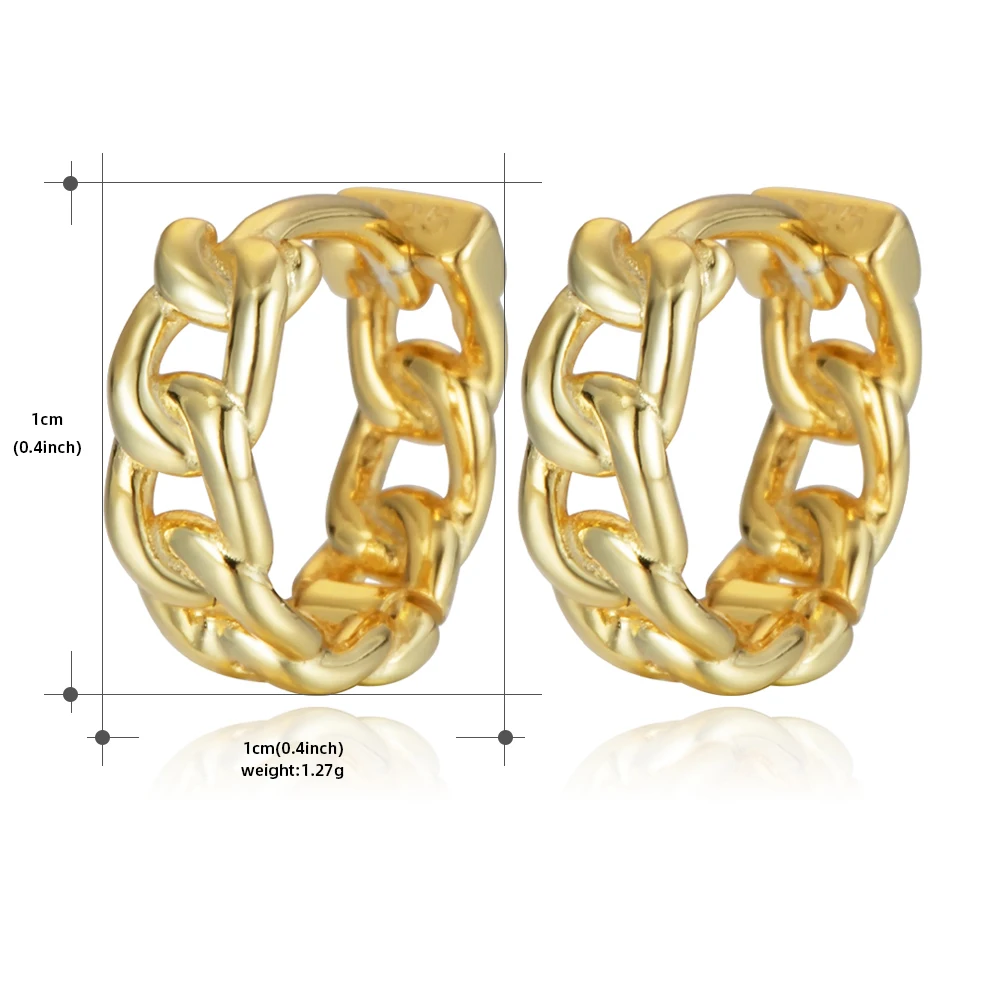 

Rock Punk Hip Hop Style Link Chain Hoop Earrings Gold Silver Color Female 925 Sterling Silver Earrings Ear Pierced Huggie Bijoux