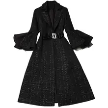 Модные брендовые дизайнерские зимние клетчатые твидовые куртки