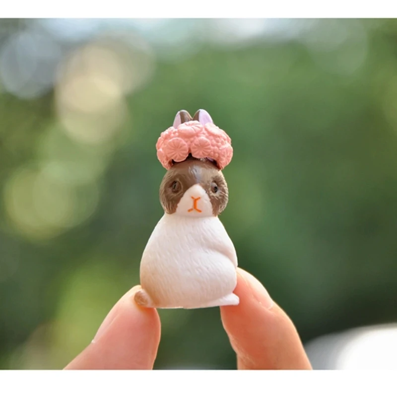 12pc/Lot Cartoon Mini Rabbit action Figures animal model Family Miniature Figurine Easter DIY pvc Decoration toys for Kids gift | Игрушки и