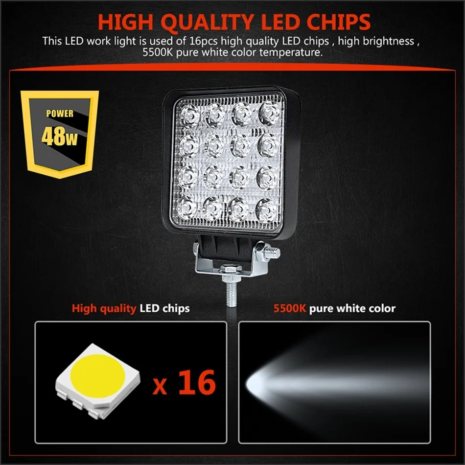 4-дюймовый Тонкий Светодиодный точечный светильник для внедорожников 12 В 24 48 Вт