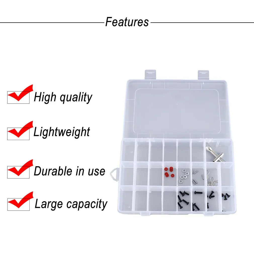 

24 ячейки регулируемый портативный ящик для инструментов электронные детали винтовые шарики кольцо ювелирные изделия пластиковый ящик для ...