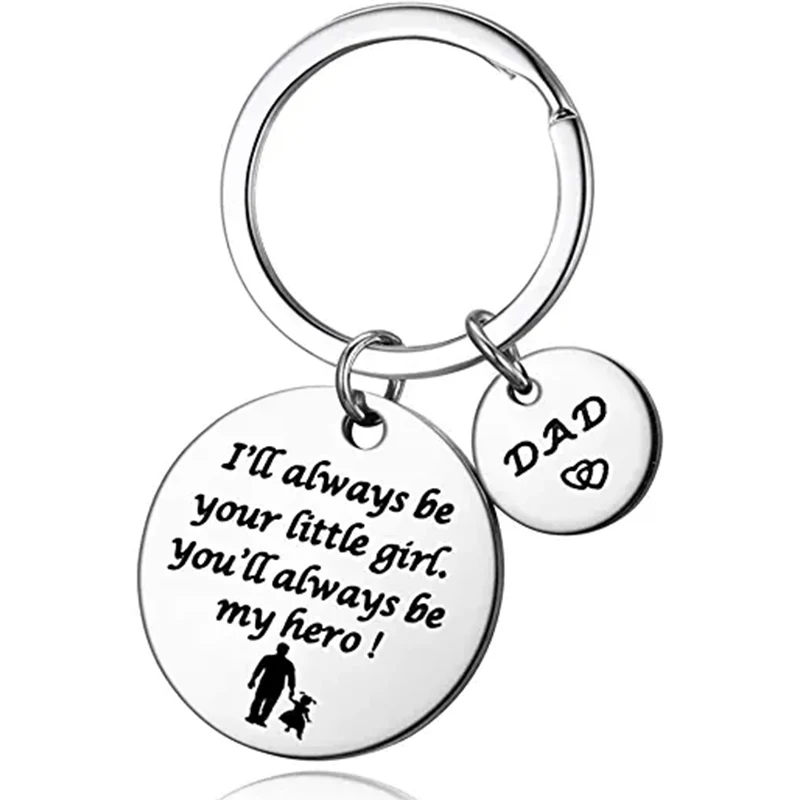 

I'll Always Be Your Little Girl, You Will Always Be My Hero DAD Keychain Father Daughter Key Ring for Your Dad Father's Day Gift